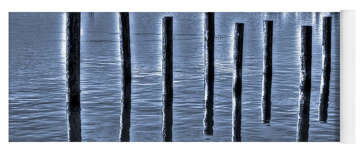Bay Yoga Mat featuring the photograph pillars on the Bay by SC Heffner