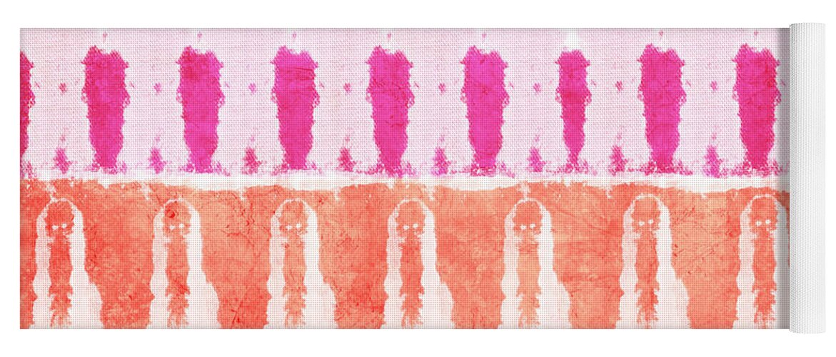 Pink Yoga Mat featuring the painting Pink and Orange Tie Dye by Linda Woods
