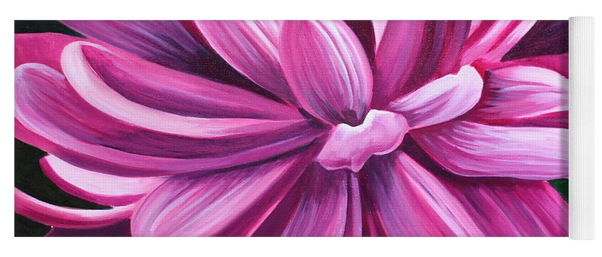 Pink Yoga Mat featuring the painting Pink Flower Fluff by Debbie Hart