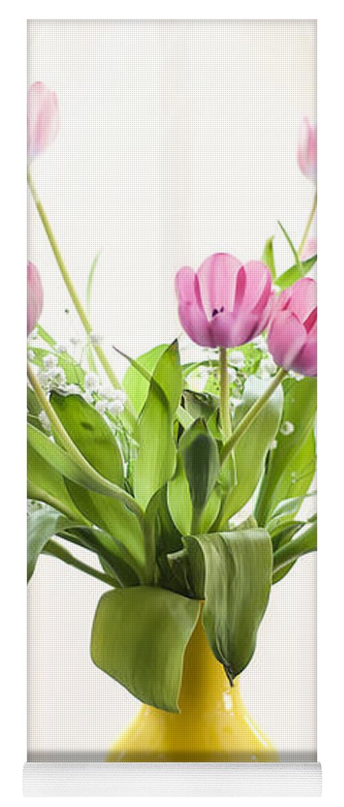Tulips Yoga Mat featuring the photograph Pink Tulips In The Window by Lois Bryan