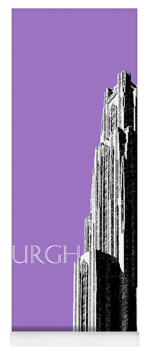 Architecture Yoga Mat featuring the digital art Pittsburgh Skyline Cathedral of Learning - Violet by DB Artist