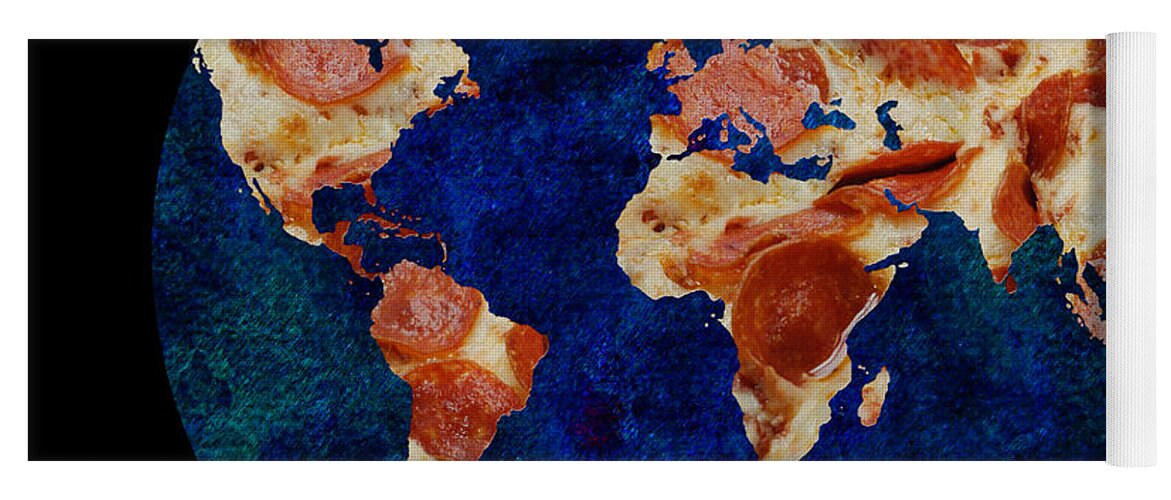 World Map Yoga Mat featuring the photograph Pizza World by Andee Design