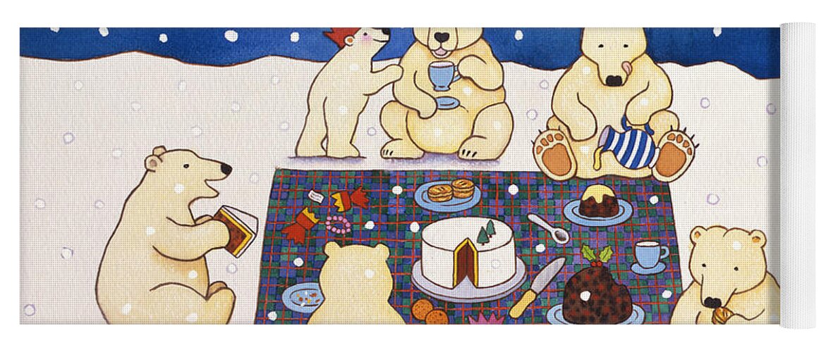 Christmas Yoga Mat featuring the painting Polar Bear Picnic by Cathy Baxter