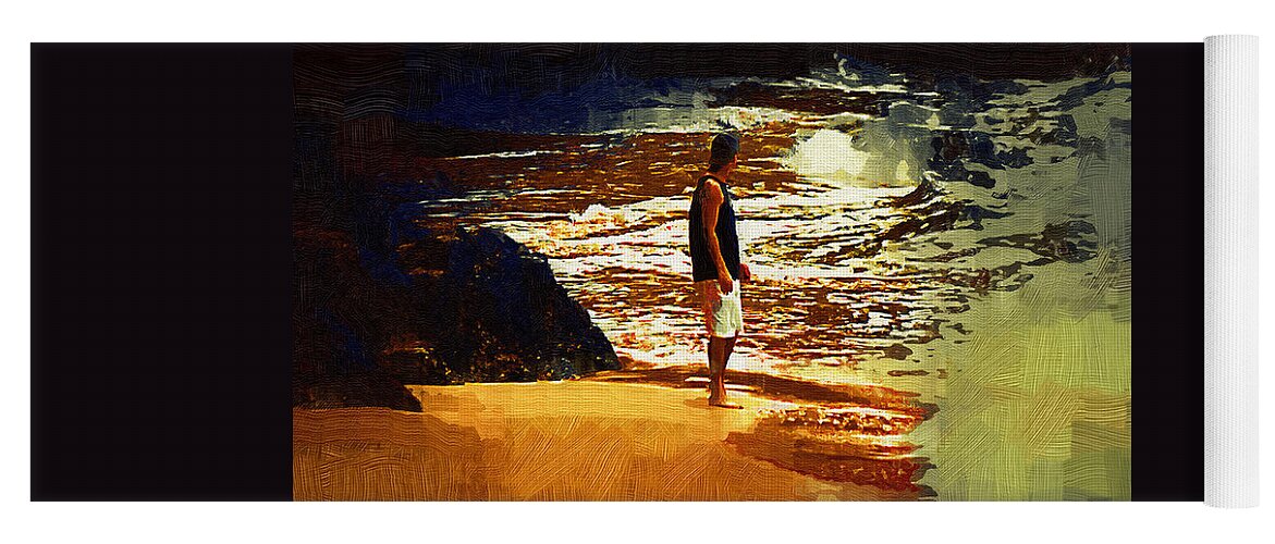 Beach Yoga Mat featuring the painting Pondering The Surf by Kirt Tisdale