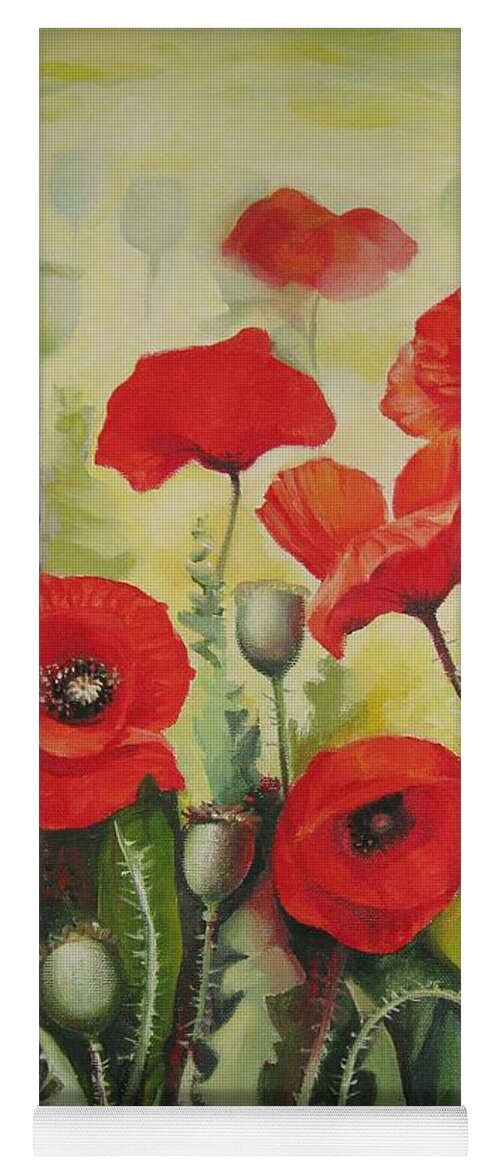 Flowers Yoga Mat featuring the painting Poppies 2 by Elena Oleniuc
