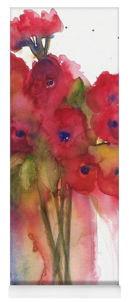 Red Poppies Yoga Mat featuring the painting Poppies by Sherry Harradence