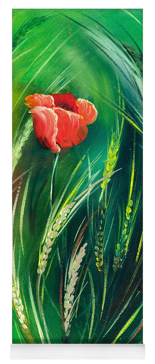 Flowers Yoga Mat featuring the painting Poppy by Gina De Gorna