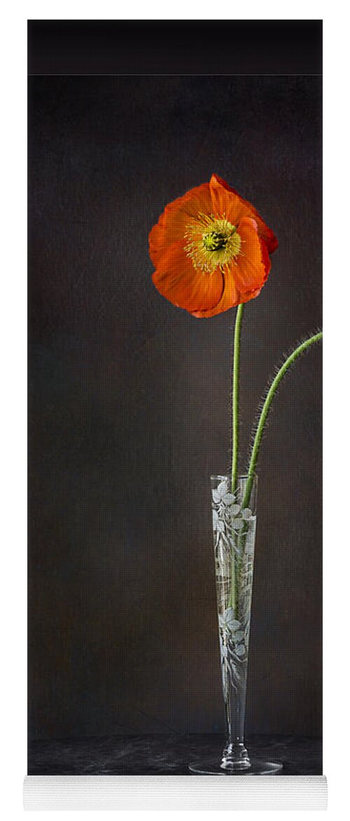 Flower Yoga Mat featuring the photograph Poppy In Vase by Endre Balogh