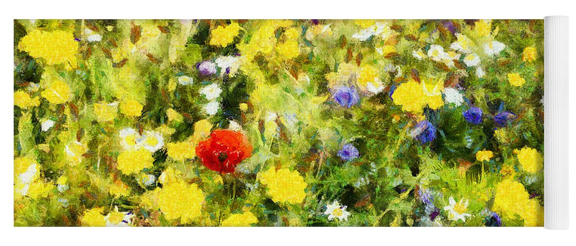 Poppy Yoga Mat featuring the photograph Poppy in wildflowers by Nigel R Bell