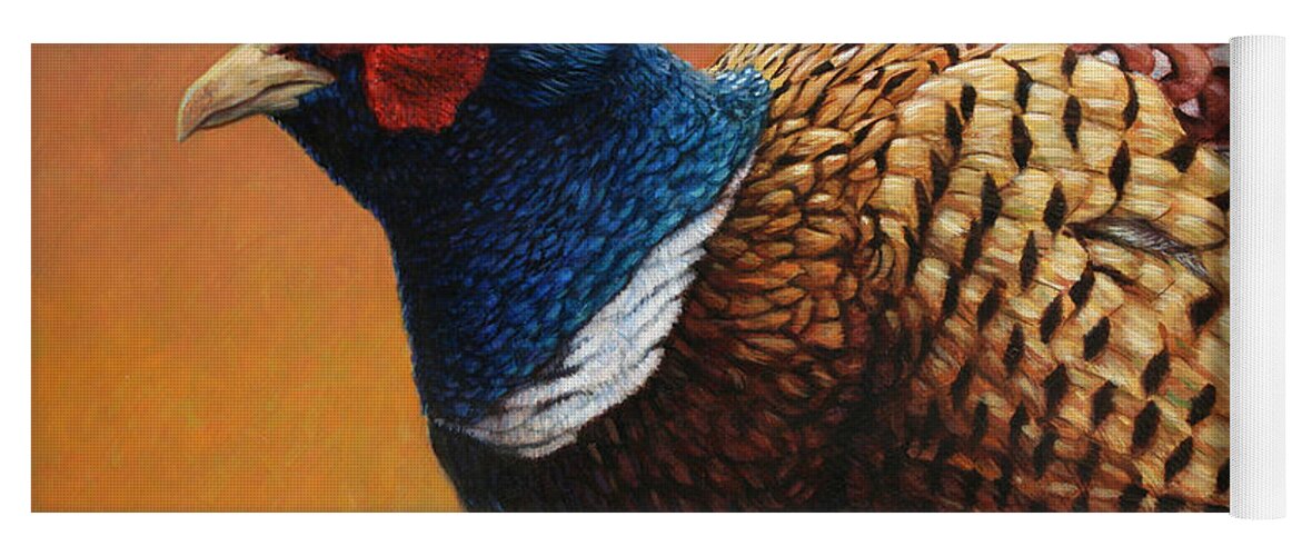 Pheasant Yoga Mat featuring the painting Portrait of a Pheasant by James W Johnson