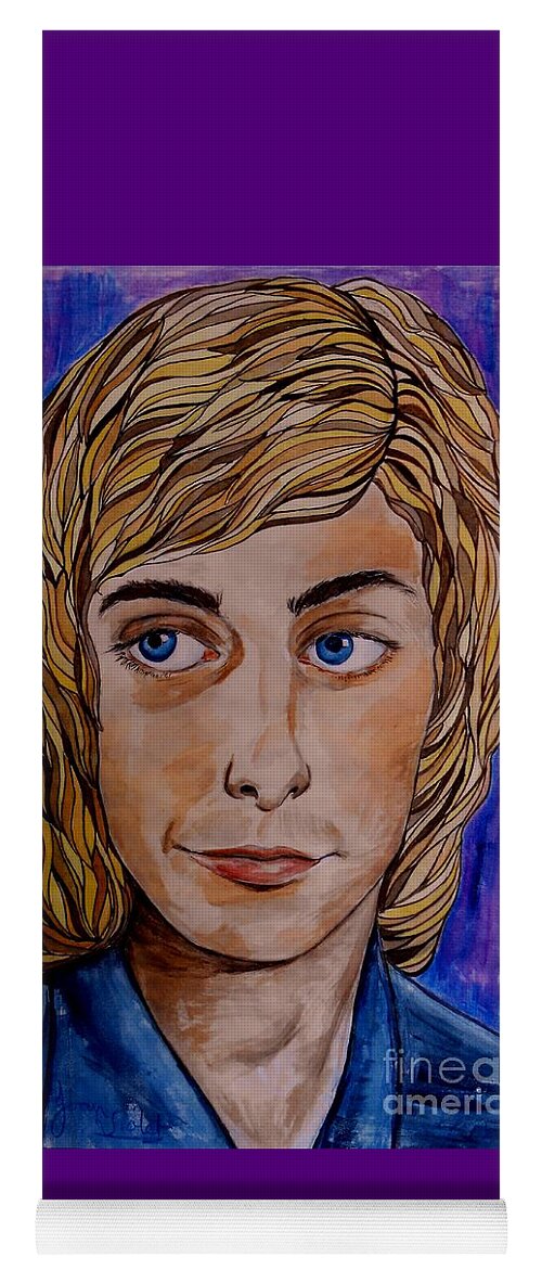 Barry Manilow Yoga Mat featuring the painting Portrait Of Barry 2 by Joan-Violet Stretch