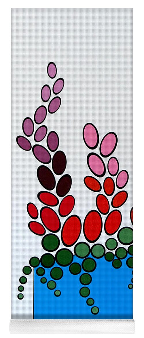 Floral Yoga Mat featuring the painting Potted Blooms - Blue by Thomas Gronowski