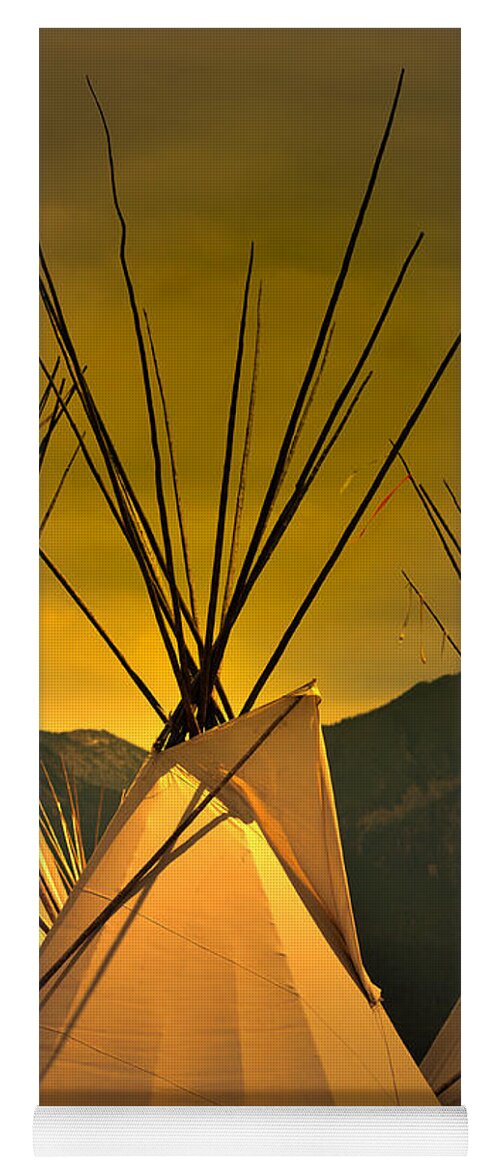 American Indian Yoga Mat featuring the photograph Powwow Camp at Sunrise by Kae Cheatham
