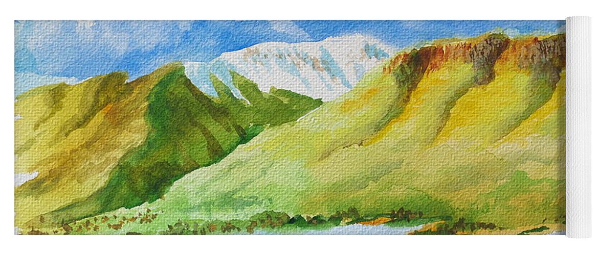 Watercolor Painting Yoga Mat featuring the painting Powder Mountain from Ogden Valley by Walt Brodis