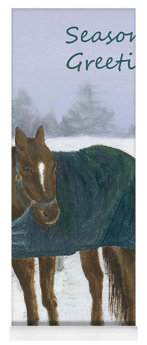Horse Yoga Mat featuring the painting Prince Seasons Greetings by Laurel Best
