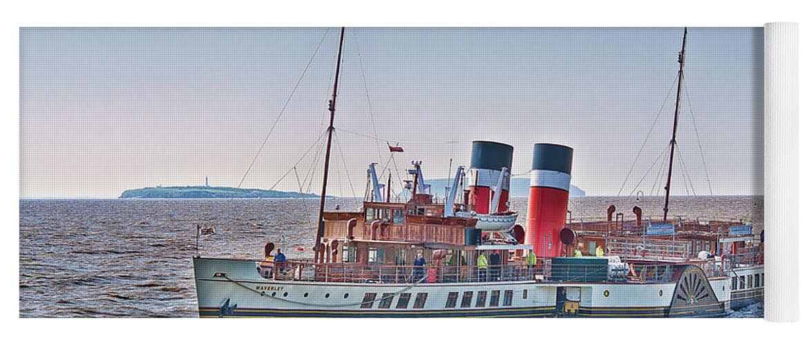 The Waverley Paddle Steamer Yoga Mat featuring the photograph PS Waverley Approaching Penarth by Steve Purnell