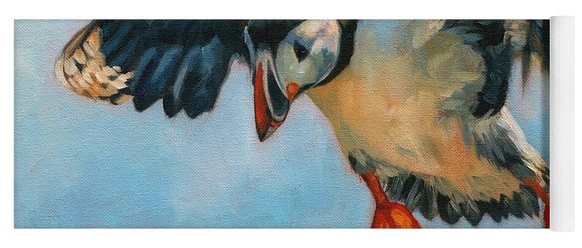 Puffin Yoga Mat featuring the painting Puffin by David Stribbling