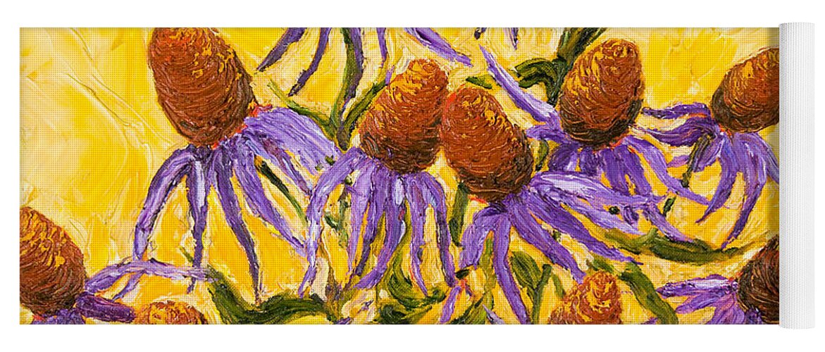 Cone Flower Yoga Mat featuring the painting Purple Cone Flowers by Paris Wyatt Llanso