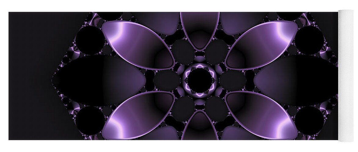 Abstract Yoga Mat featuring the digital art Purple Fantasy Flower by Judi Suni Hall