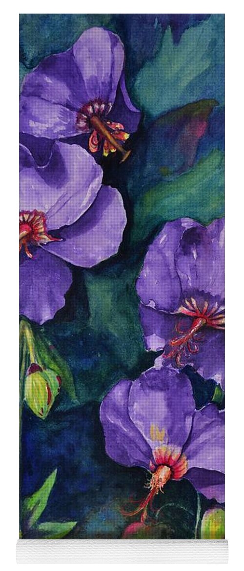 Hybiscus Yoga Mat featuring the painting Purple Hibiscus by Jane Ricker