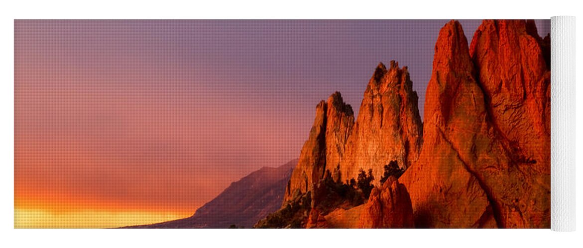 Garden Of The Gods Yoga Mat featuring the photograph Purple Morning at Garden of the Gods by Ronda Kimbrow