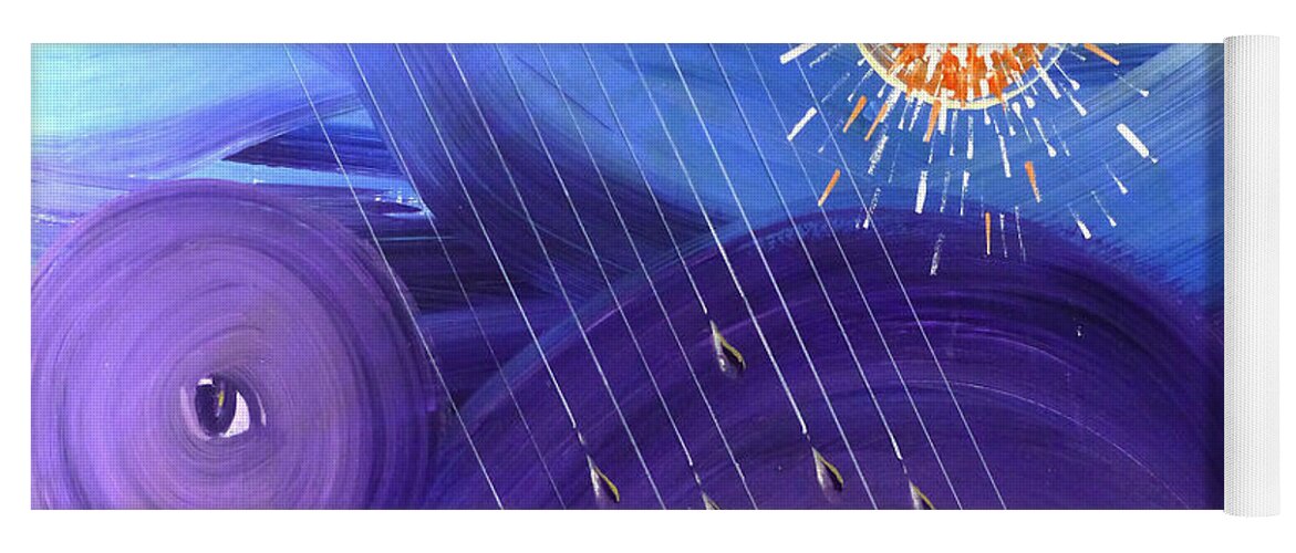 Hanzer Abstract Art Yoga Mat featuring the painting Purple Rain by Jack Hanzer Susco