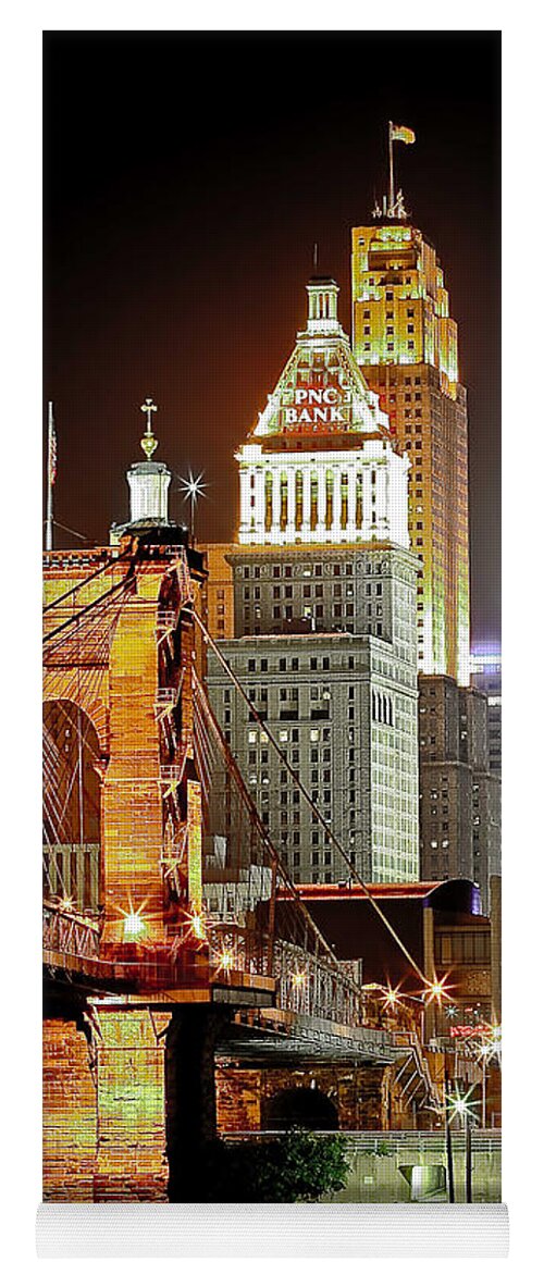 Usa Yoga Mat featuring the photograph Queen City at Night by Keith Allen