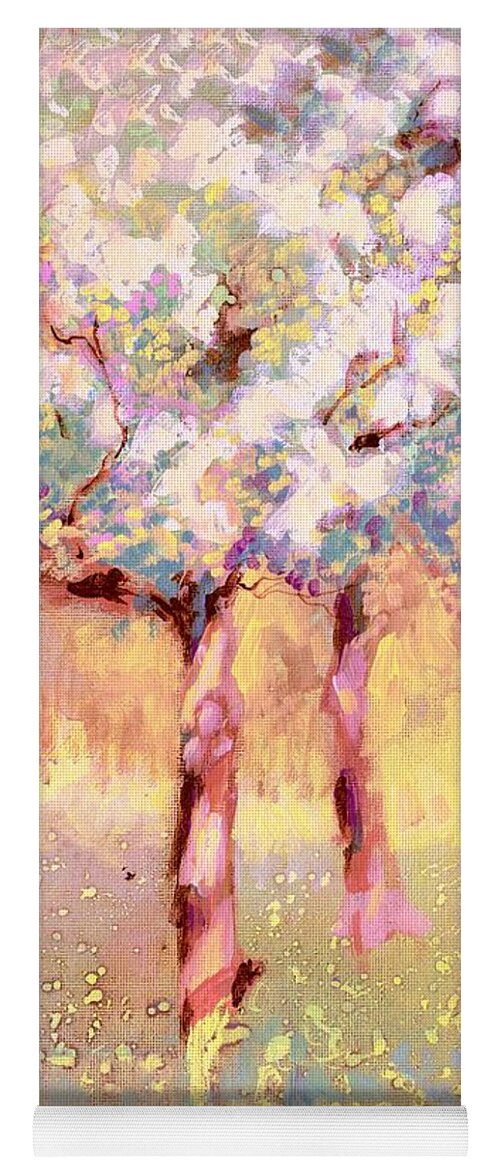 Pink Yoga Mat featuring the painting Quiet by Melissa Herrin