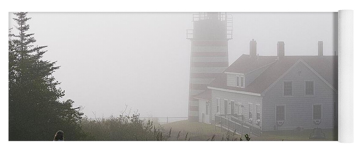Lighthouses Yoga Mat featuring the photograph Quoddy Morning Fog by Marty Saccone