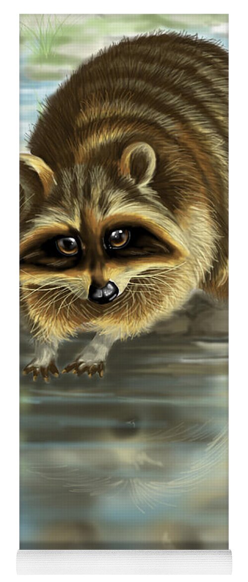 Raccoon Yoga Mat featuring the painting Raccoon by Veronica Minozzi