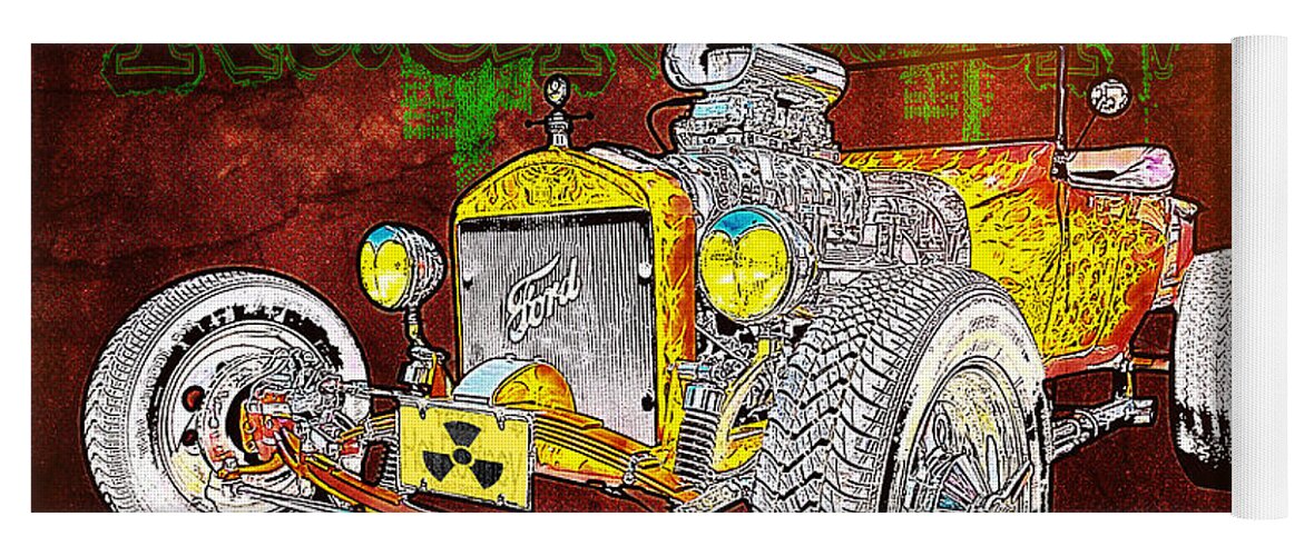 Hot Rod Art Yoga Mat featuring the photograph RadioActive Rod by Chas Sinklier