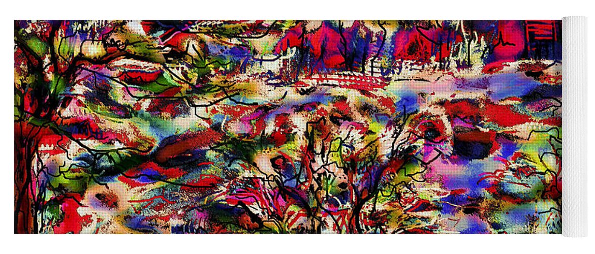 Landscape Yoga Mat featuring the mixed media Rainbow Landscape by Natalie Holland