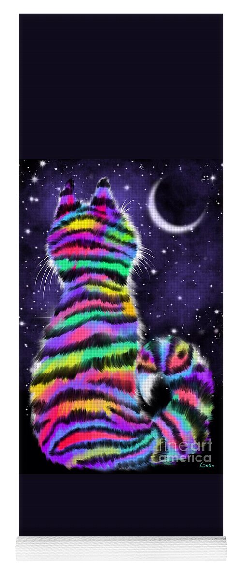 Colorful Cat Art Yoga Mat featuring the painting Rainbow Tiger Cat by Nick Gustafson