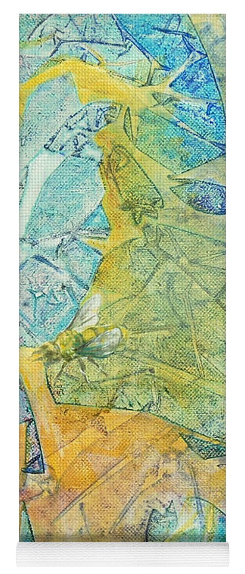 Abstract Yoga Mat featuring the painting Rainforest Sunlight - Cropped by Arlissa Vaughn
