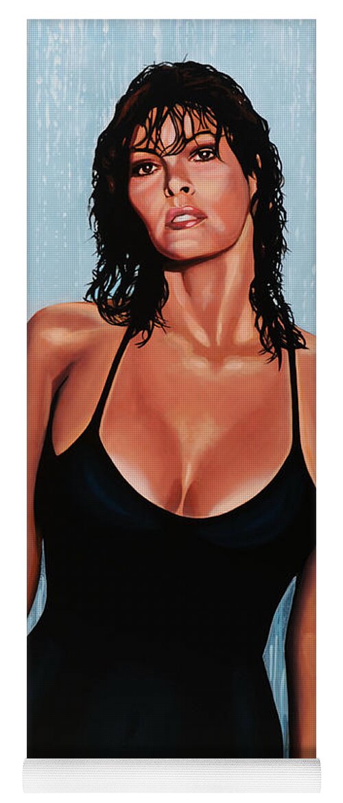 Raquel Welch Yoga Mat featuring the painting Raquel Welch by Paul Meijering