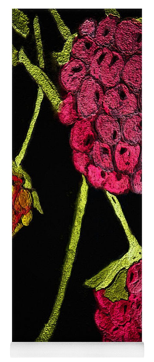 Raspberries Yoga Mat featuring the painting Raspberry Fabric by Paula Ayers