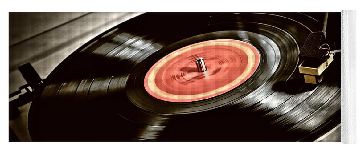 Vinyl Yoga Mat featuring the photograph Record on turntable by Elena Elisseeva