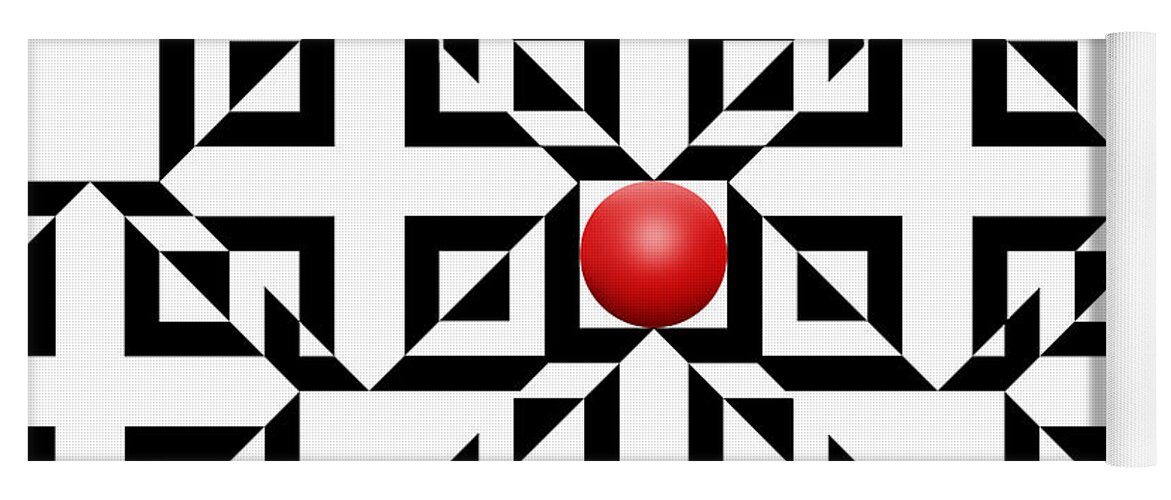 Abstract Yoga Mat featuring the digital art Red Ball 5a by Mike McGlothlen