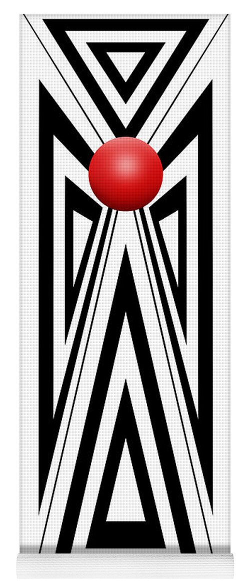 Abstract Yoga Mat featuring the digital art Red Ball 7a V Panoramic by Mike McGlothlen