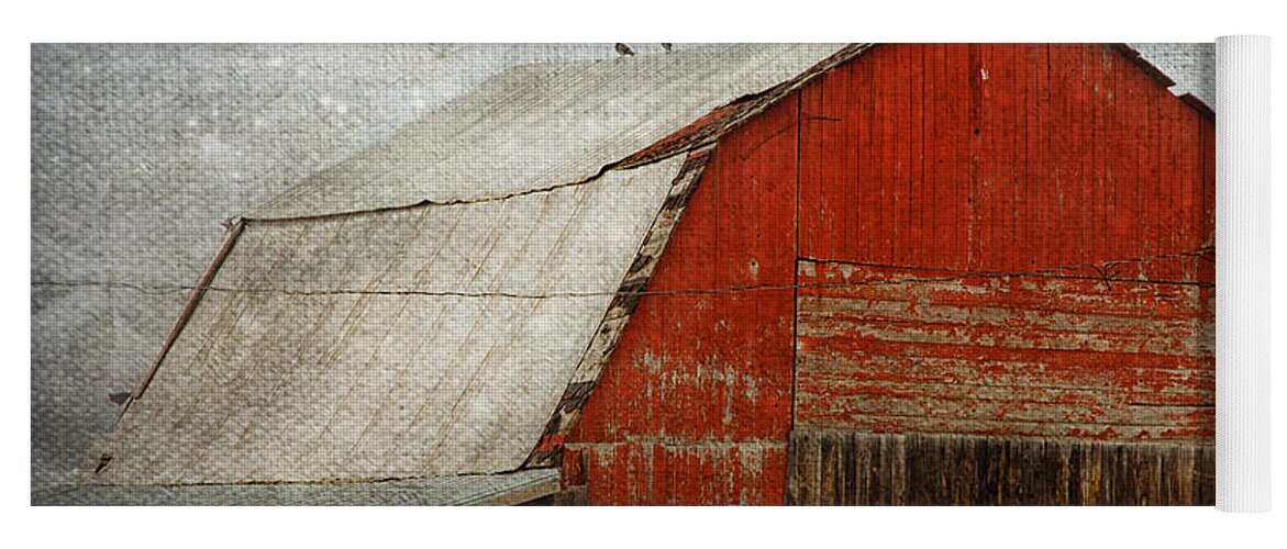 Barn Yoga Mat featuring the photograph Red Barn And First Snow by Theresa Tahara