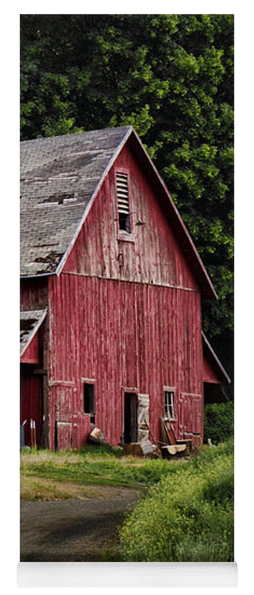 Red Barn Yoga Mat featuring the photograph Red Barn - County Road by Nikolyn McDonald