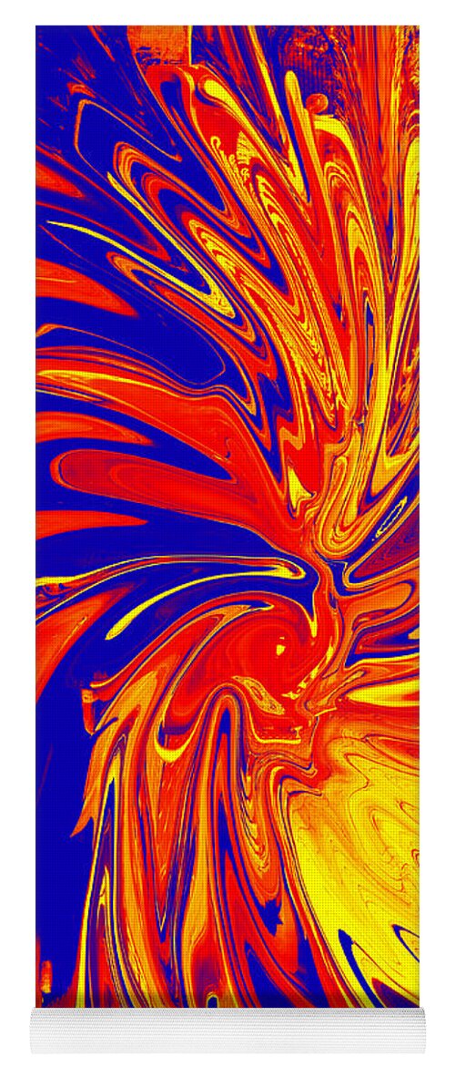 Red Yoga Mat featuring the digital art Red Blue Orange Red Yellow Swirl by Christopher Shellhammer