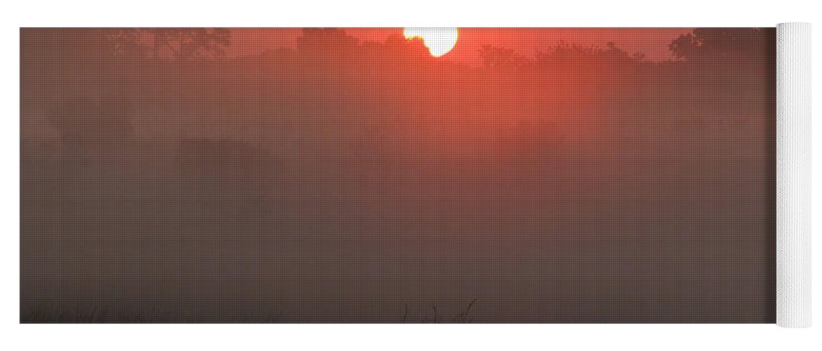 Misty Yoga Mat featuring the photograph Red Dawn by Peggy Urban