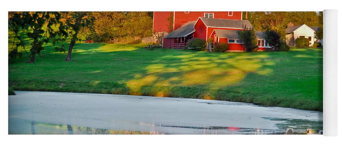 Red Yoga Mat featuring the photograph Red Farm House by Gary Keesler