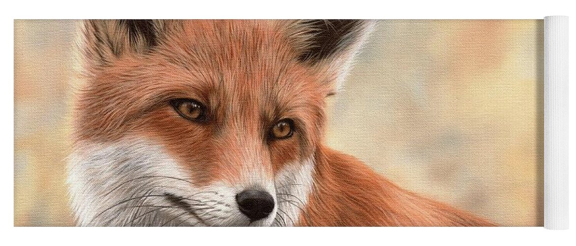 Fox Yoga Mat featuring the painting Red Fox Painting by Rachel Stribbling