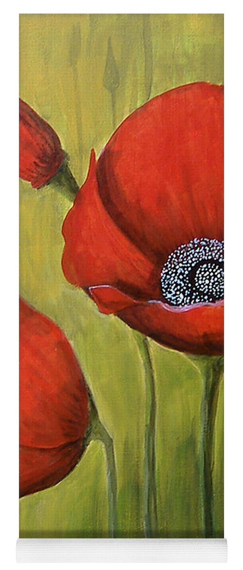 Poppy Yoga Mat featuring the painting Red Poppies by Lee Owenby
