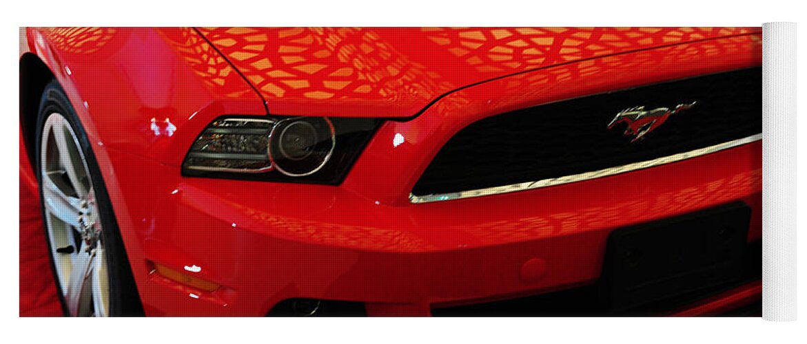 Ford Mustang Yoga Mat featuring the photograph Red Savage Beauty. 7 Ford Mustang by Jenny Rainbow