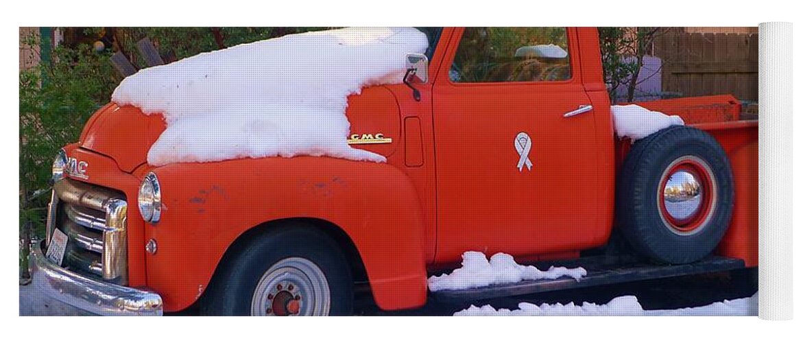  Yoga Mat featuring the photograph Red Truck - Idyllwild by Nora Boghossian