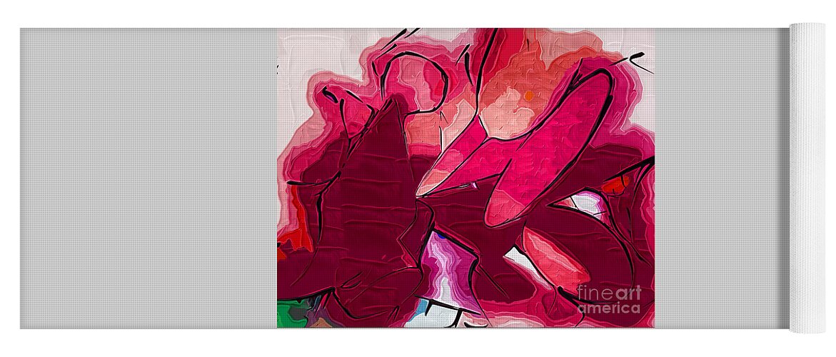 Abstract Yoga Mat featuring the painting Red Tubes by Kirt Tisdale