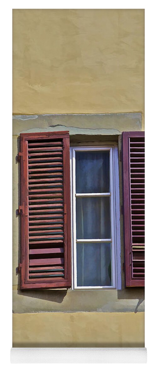 Architecture Yoga Mat featuring the photograph Red Window Shutters of Florence by David Letts